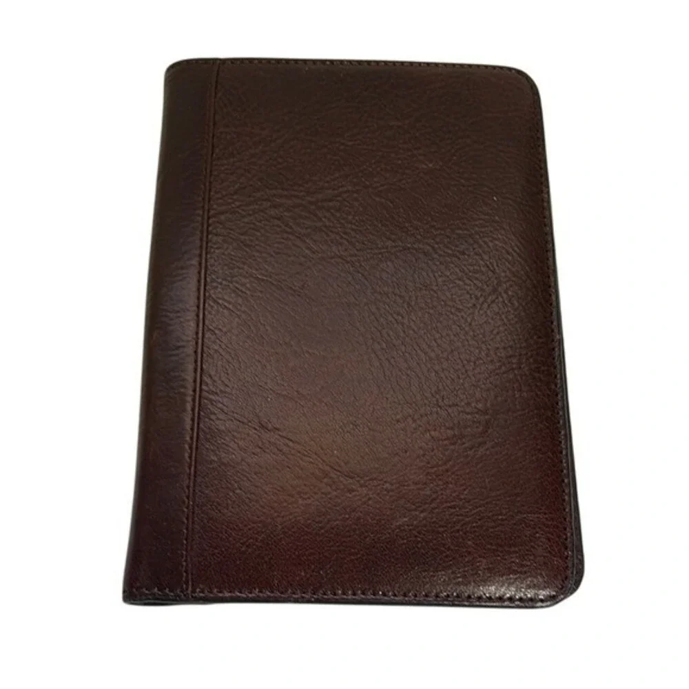 Attache Leather Jr. Legal Pad Portfolio Brown Notepad Holder Organizer